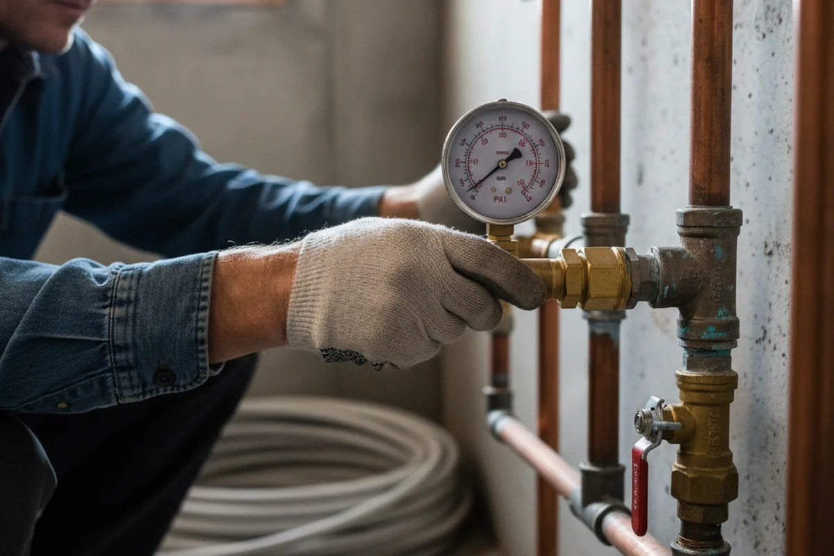 Pressure testing a repaired line during Water Line Repair in Sturgis